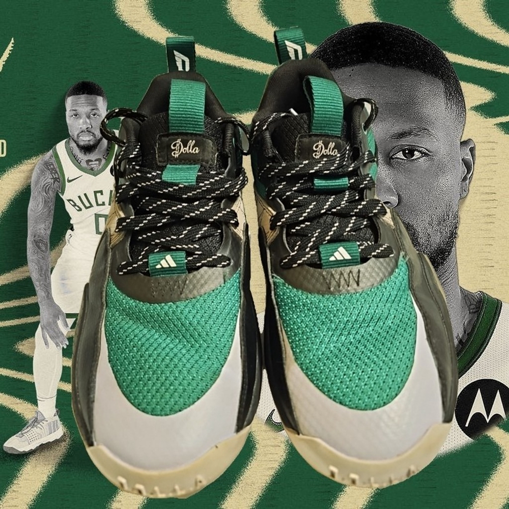 Adidas Dame Dolla Certified EXTPLY 2.0 Low Black Court Green Mens Sz US 8 UK 7.5
